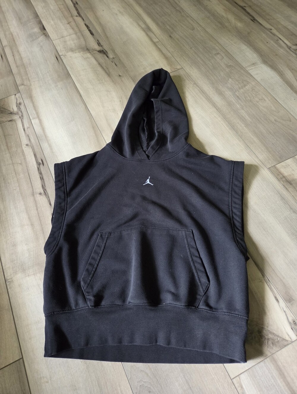 Jordan Black Sleeveless Crewneck Hoodie with White Jumpman